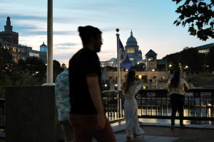 people walking around downtown Providence